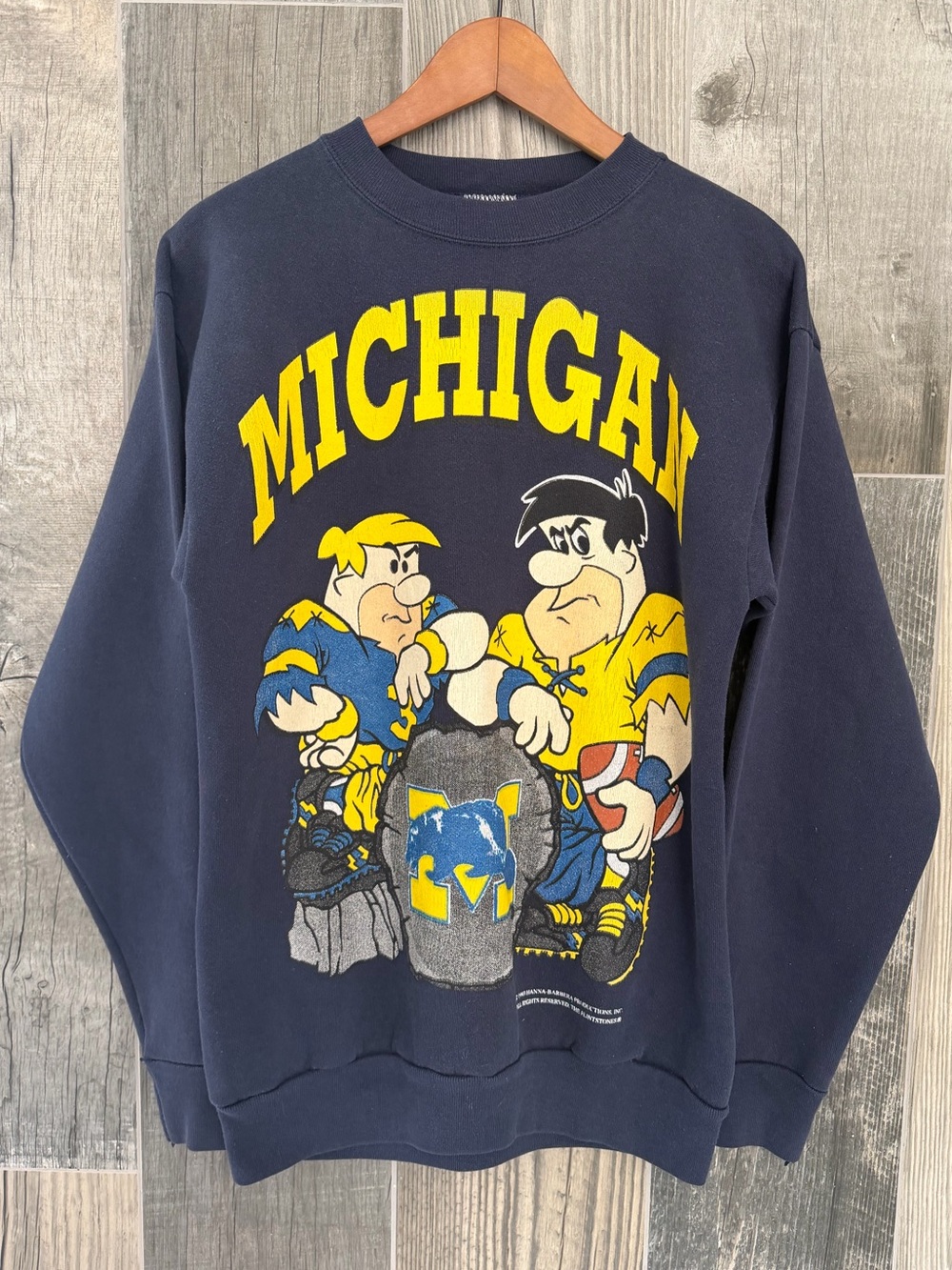 Vintage 1993 Hanna-Barbera Michigan Wolverines Flintstones crewneck